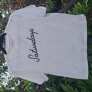 Saturdays New York City White Short Sleeve 100% Cotton  T-Shirt Size Small